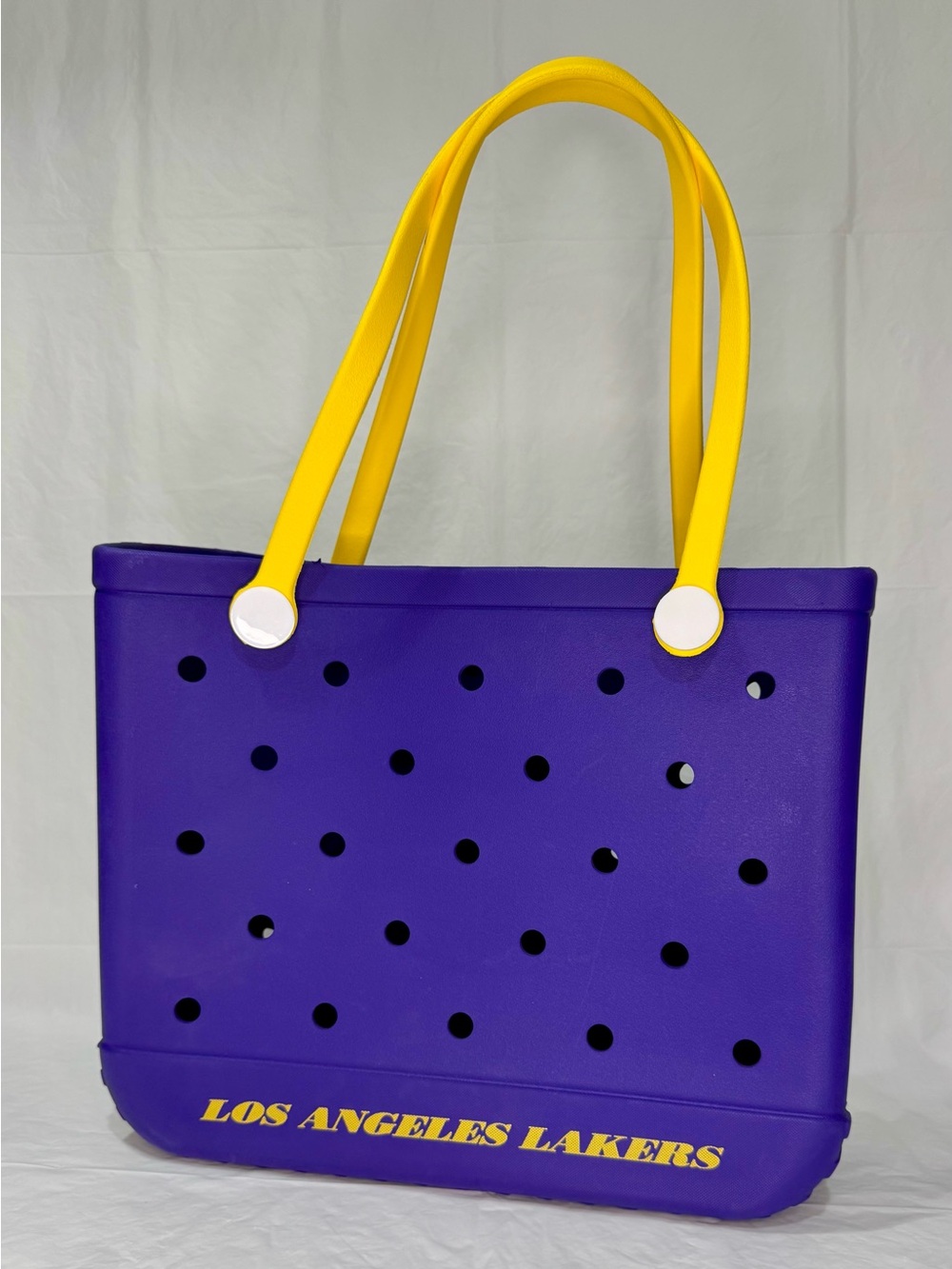 Limited Los Angeles Lakers NBA Croc Style Purple and Gold Beach Tote Bag NEW